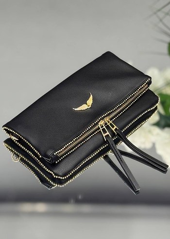 Bej Deri Nakışlı Fermuarlı Kadın Çapraz Çanta - Görsel 2