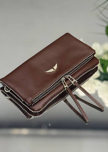 Bej Deri Nakışlı Fermuarlı Kadın Çapraz Çanta - Görsel 7