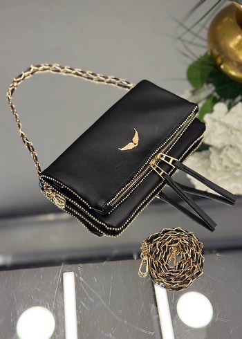 Bej Deri Nakışlı Fermuarlı Kadın Çapraz Çanta - Görsel 3