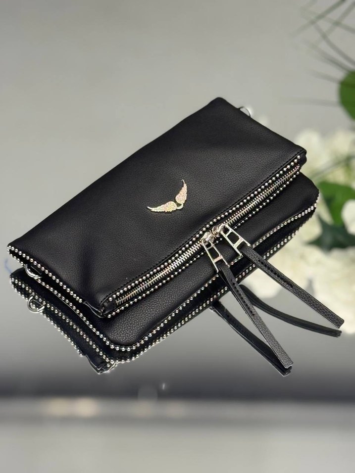 Bej Deri Nakışlı Fermuarlı Kadın Çapraz Çanta - Görsel 4