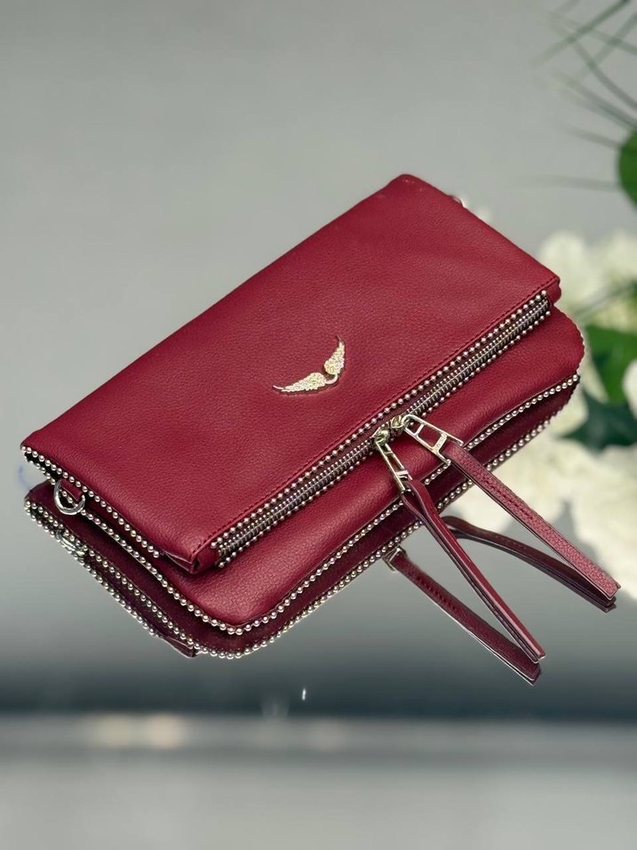 Bej Deri Nakışlı Fermuarlı Kadın Çapraz Çanta - Görsel 5