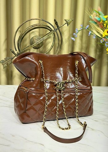 Zincir Detaylı Kahverengi Süet Kadın Çanta - Görsel 7