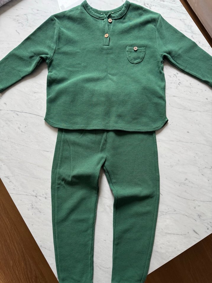 Cigit Düğmeli Yeşil Renk Alt-Üst Takım - Görsel 2