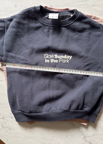 Zara Ön-Arka Baskılı Koyu Gri Sweatshirt - Görsel 2