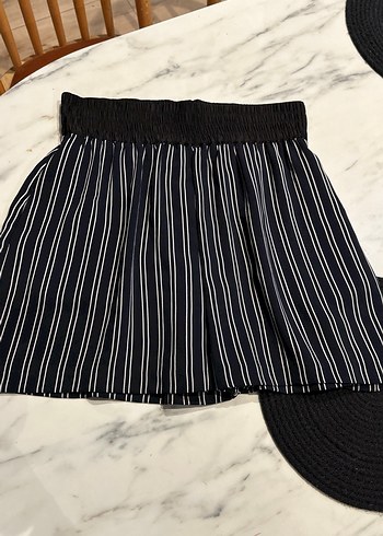 Siyah Çizgili etek Mini Şort - Görsel 5