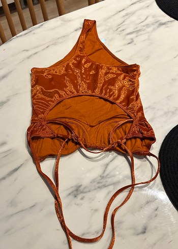 Parlak Kahverengi Strappy bodysuıt - Görsel 4