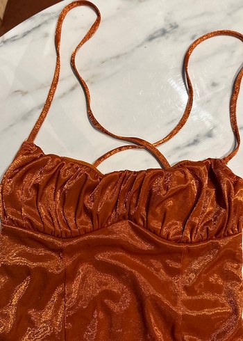 Parlak Kahverengi Strappy bodysuıt - Görsel 3