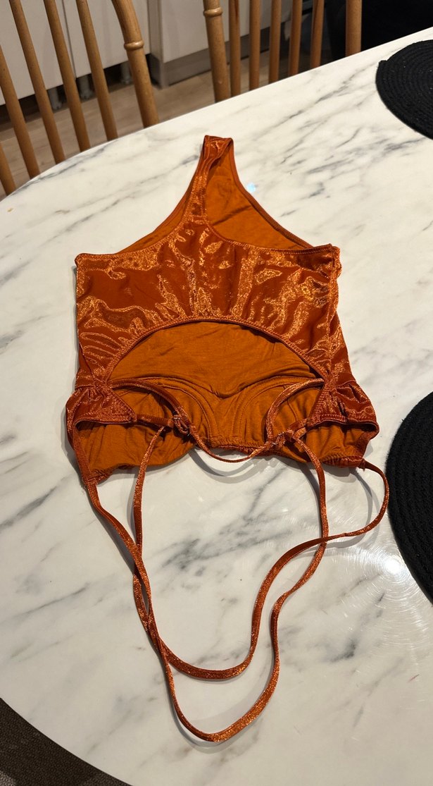 Parlak Kahverengi Strappy bodysuıt - Görsel 4