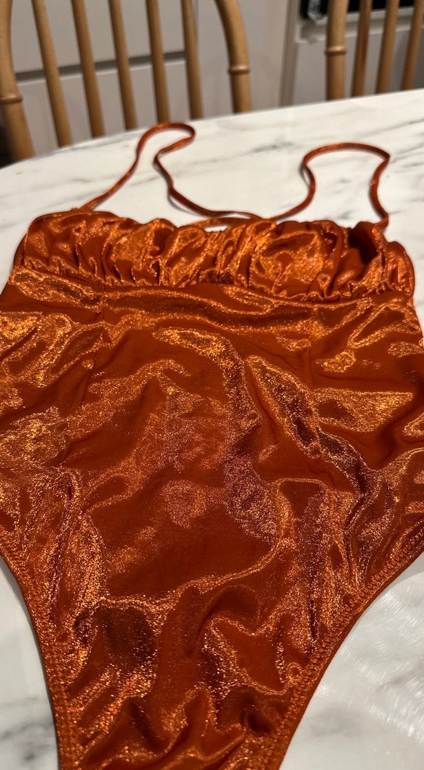 Parlak Kahverengi Strappy bodysuıt - Görsel 2