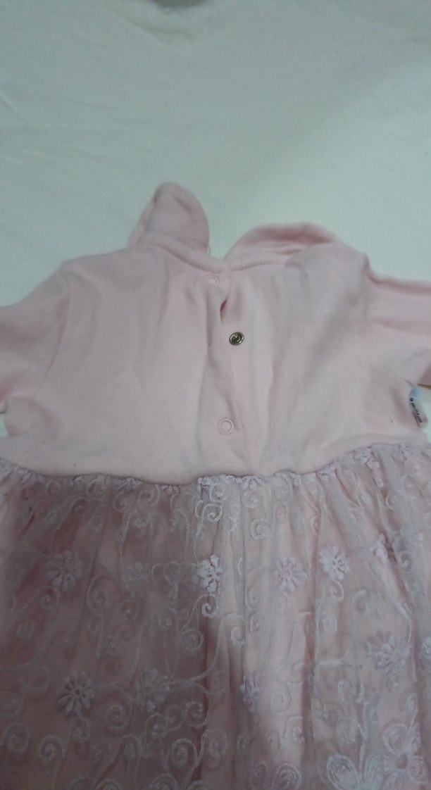 Kız Çocuk Pembe Dantel Detaylı Elbise - Görsel 4