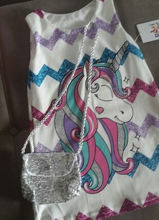 Sifir unicorn elbise ve canta