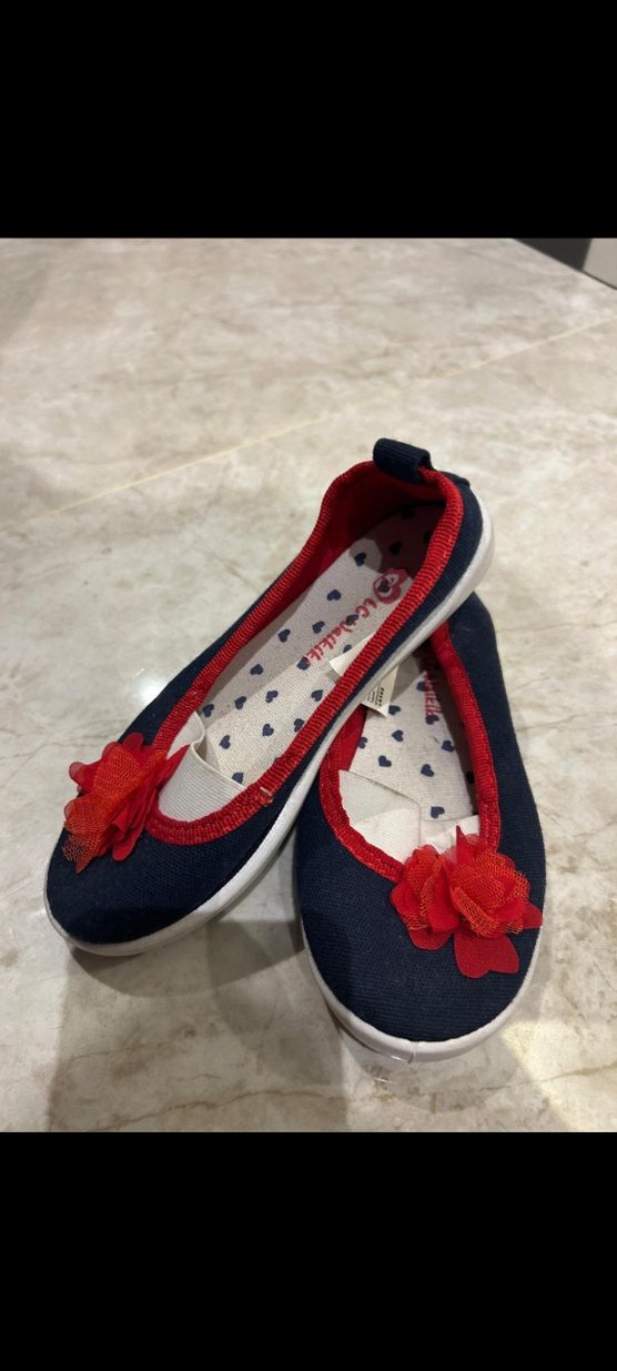 Kız Çocukları İçin Mavi Nakışlı Babet Ayakkabı - Görsel 4