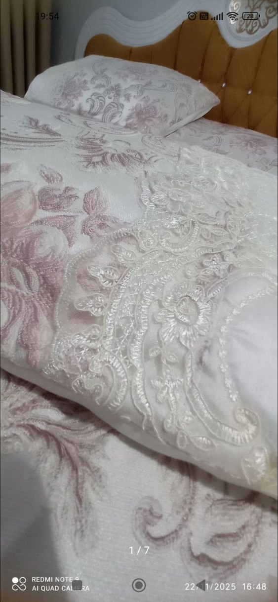 Fransız güpürlü Beyaz Nakışlı Modern Klasik yatak örtüsü - Görsel 3