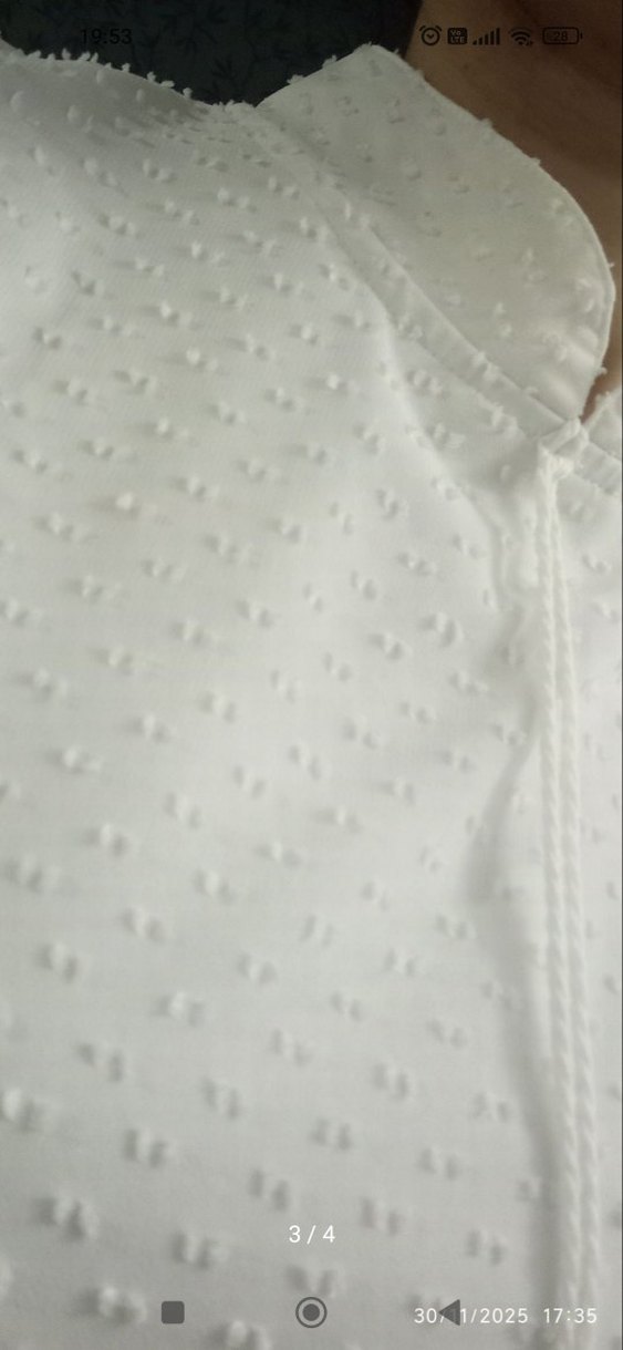 Kadın Beyaz Uzun Kollu Pamuklu Bohem Elbise - Görsel 3