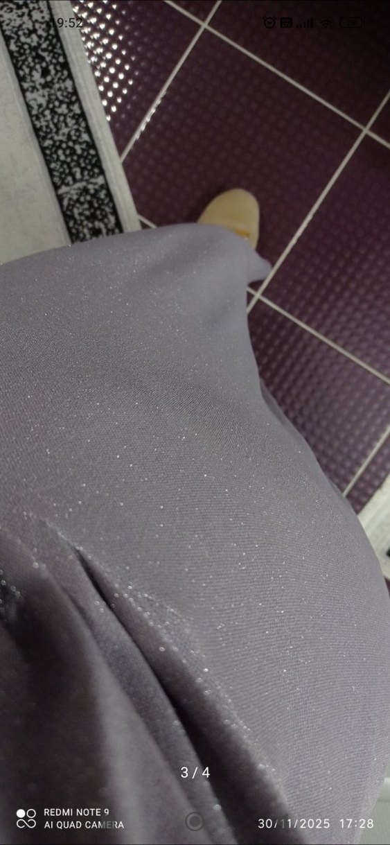 V Yaka Gri Uzun Kollu Drapeli Elbise - Görsel 2