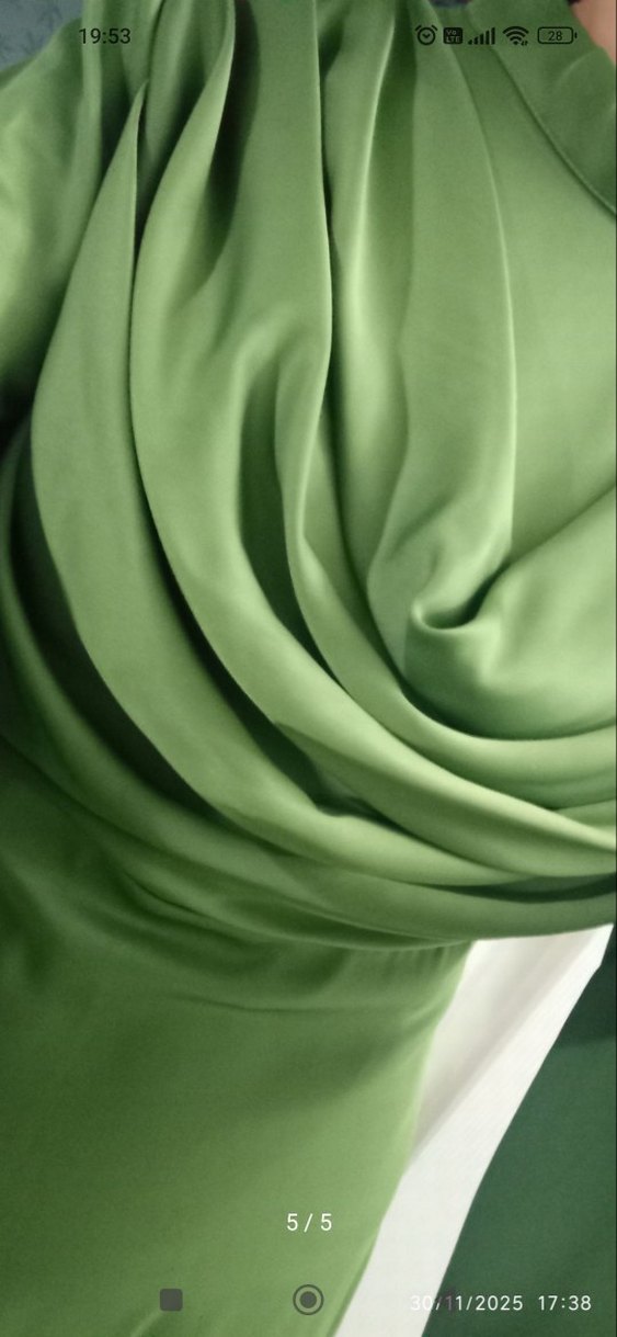 Uzun Kollu Haki Drapeli Kadın Elbise - Görsel 5