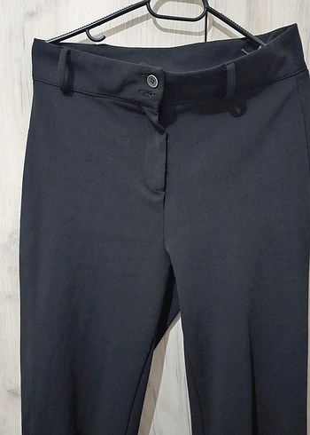 Düğmeli Siyah Kadın Kumaş Pantolon - Görsel 2