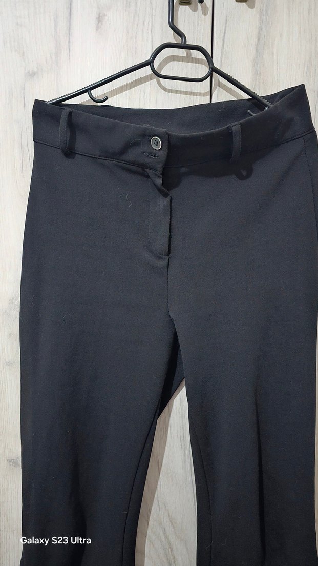 Düğmeli Siyah Kadın Kumaş Pantolon - Görsel 2