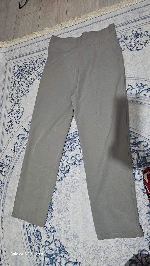 Gri Kendinden Kemerli Pantolon - Görsel 4