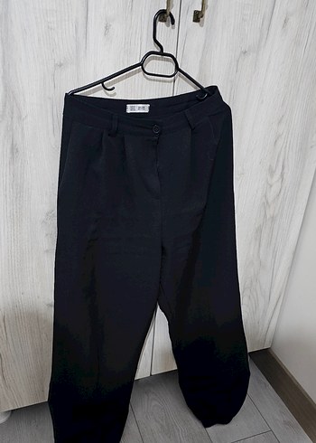 Kadın Siyah Keten Rahat Kesim Pantolon - Görsel 2