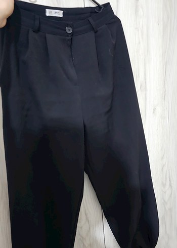 Kadın Siyah Keten Rahat Kesim Pantolon - Görsel 3