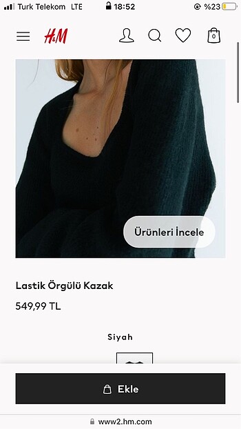 H&M lastik örgülü kazak