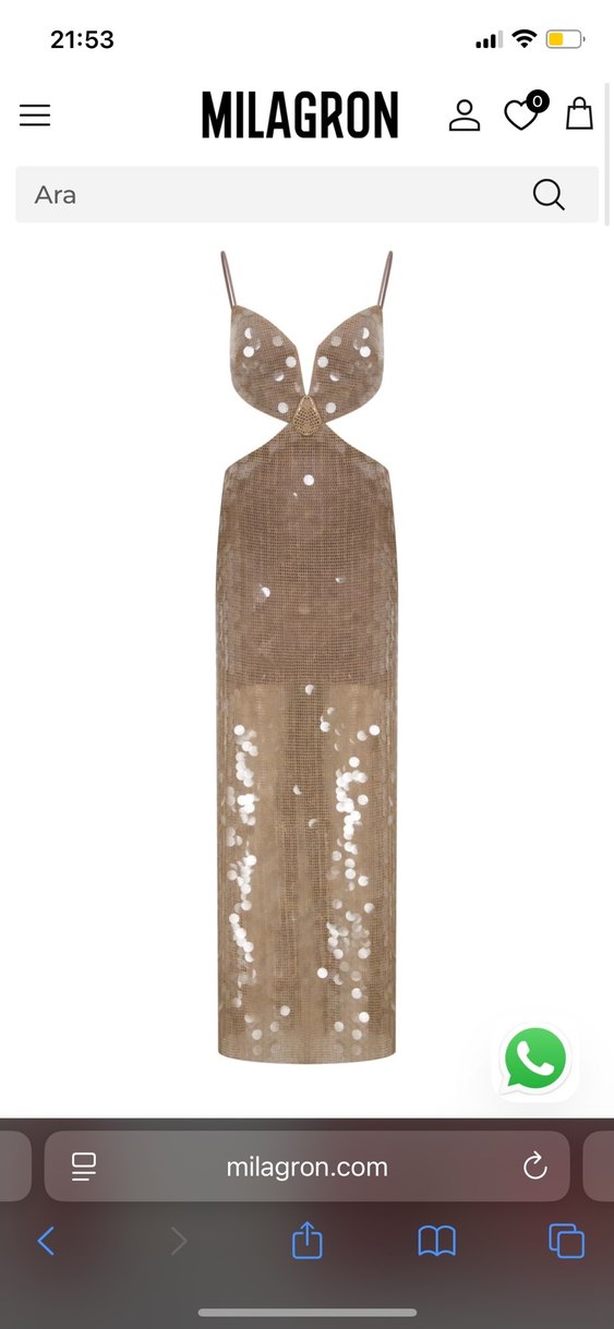 Bej İşlemeli Parlak Uzun Abiye Elbise - Görsel 5