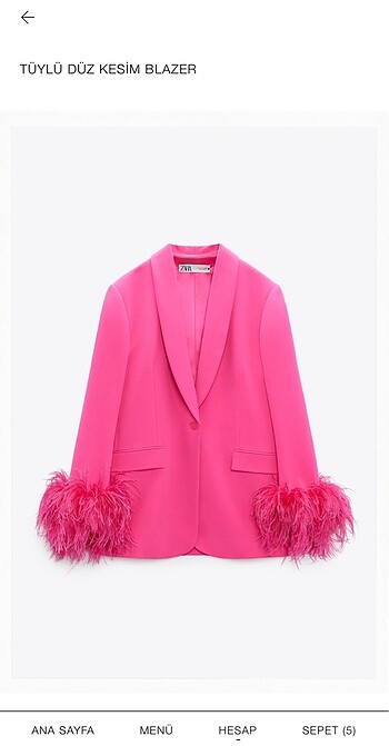Zara Tüylü Düz Kesim Blazer