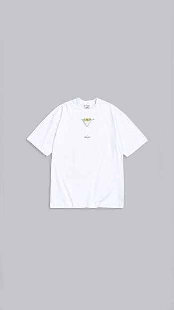 Kokteyl Martini Oversize Baskılı T-shirt