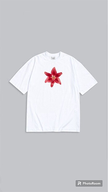 Çiçek Oversize Baskılı T-shirt
