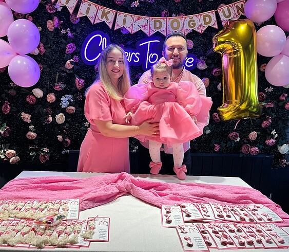 1-2 yaş uygun doğum günü elbisesi pembe - Görsel 5