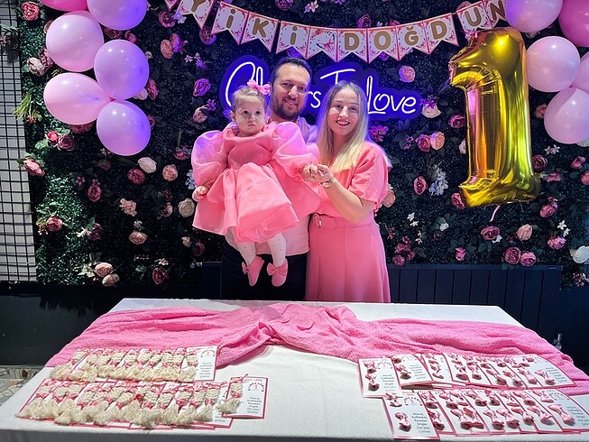 1-2 yaş uygun doğum günü elbisesi pembe - Görsel 7