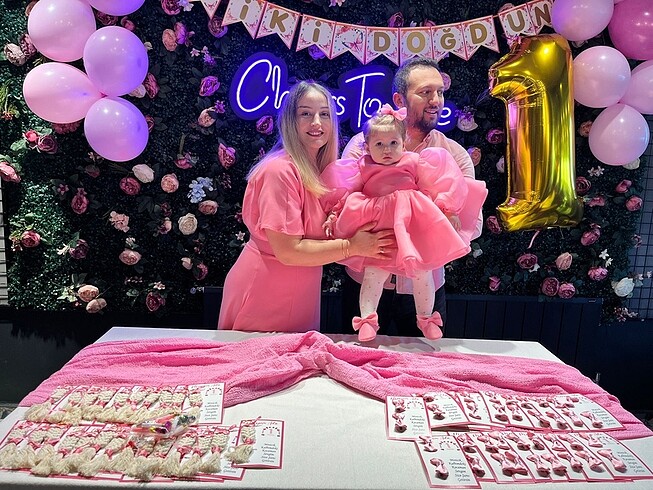 1-2 yaş uygun doğum günü elbisesi pembe - Görsel 6