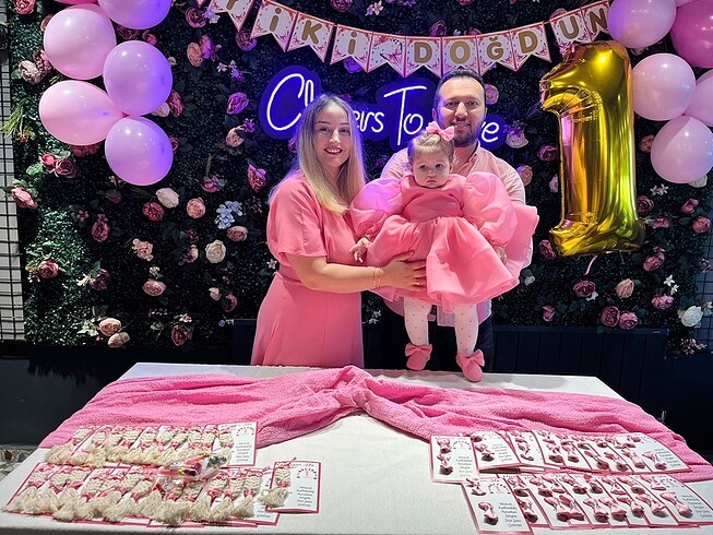 1-2 yaş uygun doğum günü elbisesi pembe - Görsel 8