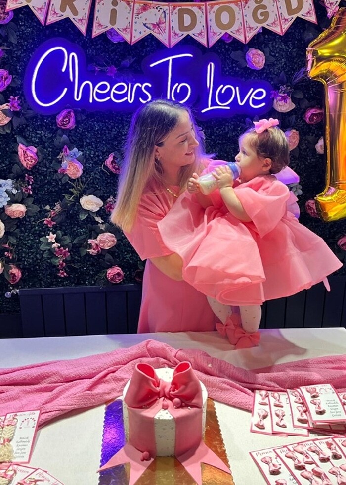 1-2 yaş uygun doğum günü elbisesi pembe - Görsel 3