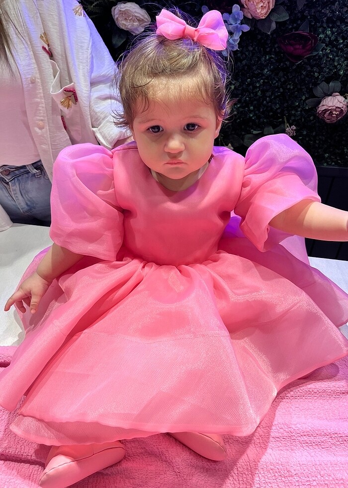 1-2 yaş uygun doğum günü elbisesi pembe - Görsel 4