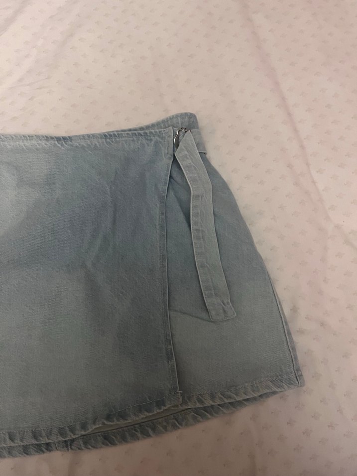 Kemer Detaylı mavi Kot Etek - Görsel 2