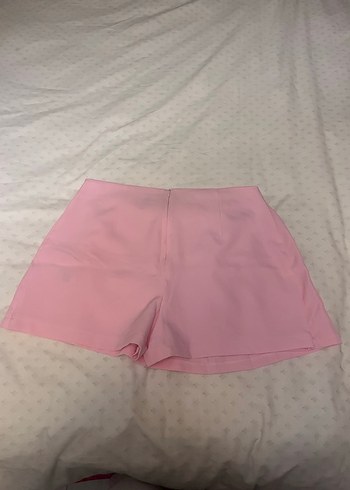 40 Beden Düğmeli Pembe Yüksek Bel Mini Şort etek