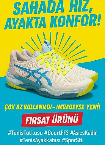 Neredeyse Yeni! Asics Court FF 3 | 37 Numara Kadın