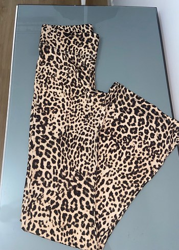 Kadın Leopar Desenli Uzun Kumaş Pantolon