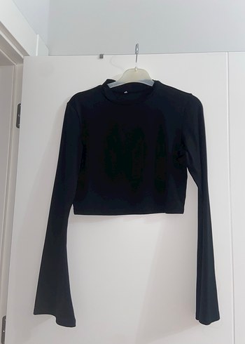 Siyah Uzun Kollu Crop Top