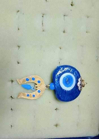 Mavi Boncuklu Nakışlı Kadın Charm anahtarlık veya çanta süsü - Görsel 3