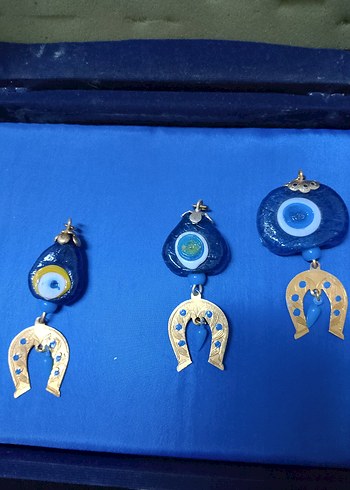 Mavi Boncuklu Nakışlı Kadın Charm anahtarlık veya çanta süsü - Görsel 2