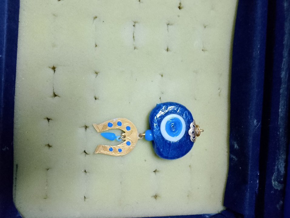 Mavi Boncuklu Nakışlı Kadın Charm anahtarlık veya çanta süsü - Görsel 3