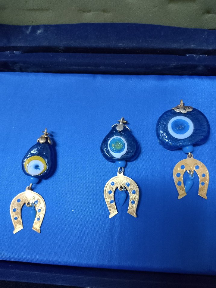 Mavi Boncuklu Nakışlı Kadın Charm anahtarlık veya çanta süsü - Görsel 2