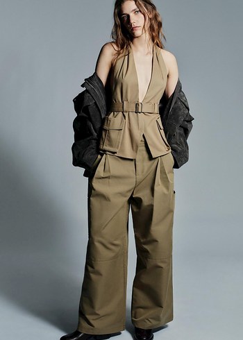 Zara Kemerli Bej Mini Kadın Yelek