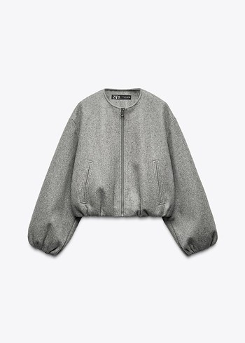 Zara Gri Fermuarlı Kadın Midi Mont