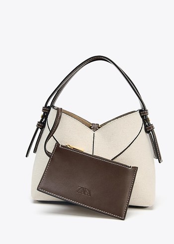  Beden çeşitli Renk Zara Bej Minimalist Deri Kadın Çanta