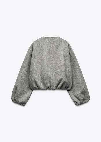 Zara Zara Gri Fermuarlı Midi Kadın Polar Ceket