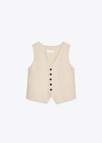 ZARA KETEN DETAYLI TERZİ YELEK